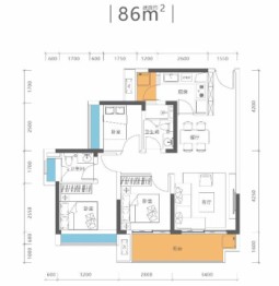 牧云溪谷·毓山郡3室2厅1厨2卫建面86.00㎡