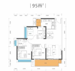 牧云溪谷·毓山郡3室2厅1厨2卫建面95.00㎡