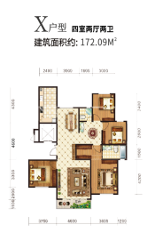 紫金城·西湖锦园4室2厅1厨2卫建面172.00㎡