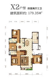 紫金城·西湖锦园4室2厅1厨3卫建面179.00㎡