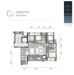 焕城4室2厅1厨2卫建面132.00㎡