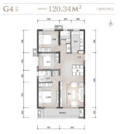 华地翡翠公园3室2厅1厨2卫建面120.34㎡