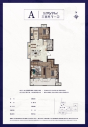 瑞莱府3室2厅1厨1卫建面96.00㎡