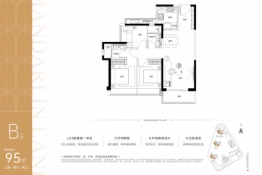 中海闻华里3室2厅1厨2卫建面95.00㎡