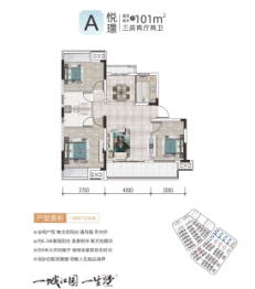 华海·赣江壹号院3室2厅1厨2卫建面101.00㎡