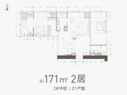 万科大都会滨江2室1厅1厨2卫建面171.00㎡