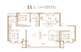 上书房3室2厅1厨2卫建面132.91㎡