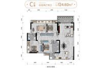 C户型建面约124.6平