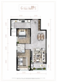 中铁·琉森水岸2室2厅1厨1卫建面89.00㎡