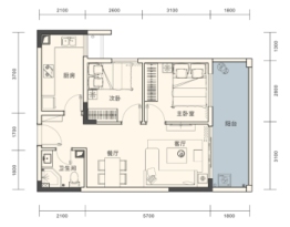 嘉辉罗浮公馆2室2厅1厨1卫建面70.00㎡