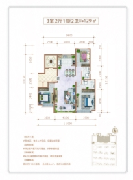 中翔·云海世家3室2厅1厨2卫建面129.00㎡