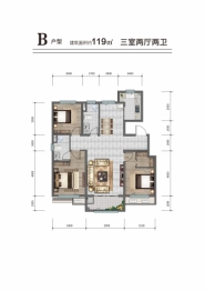 威新文璟小区3室2厅1厨2卫建面119.00㎡