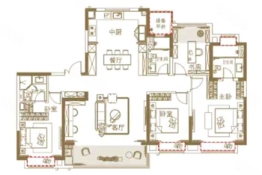 东方颂4室2厅1厨3卫建面180.00㎡