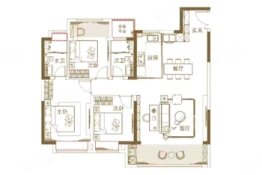 东方颂3室2厅1厨2卫建面130.00㎡