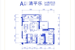 防城港·滨江壹号2室2厅1厨2卫建面96.00㎡