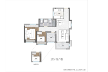 保利领秀海2 3栋A户型建面75㎡户型