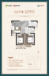 商都阜园2室2厅1厨1卫建面68.82㎡