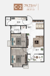 当代悦城ΜΟΜΛ2室2厅1厨1卫建面79.73㎡