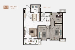 当代悦城ΜΟΜΛ3室2厅1厨1卫建面101.70㎡