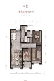 汇智·荣悦城3室2厅1厨1卫建面107.00㎡