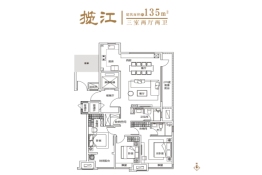 保利明玥春江3室2厅1厨2卫建面135.00㎡