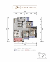 新鸥鹏文教城3室2厅1厨1卫建面89.00㎡