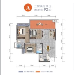 帕佳图·光辉岁月3室2厅1厨2卫建面92.00㎡