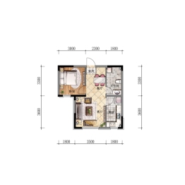 天水东润1室2厅1厨1卫建面52.00㎡