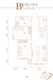 银泰豪景84.53-86.33㎡二室二厅一厨一卫B户型