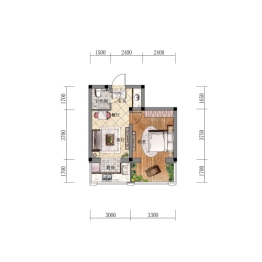 天水东润1室2厅1厨1卫建面46.33㎡