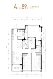 滨江听悦雅庭3室2厅1厨2卫建面89.00㎡