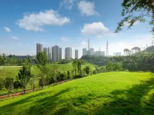 现房销售 无缝连接公园 玻璃加铝板外立面,现代建筑