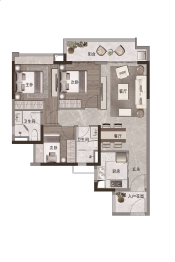 知识城·悦辰壹号3室2厅1厨2卫建面89.00㎡