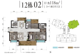 江鹤1号4室2厅1厨2卫建面118.00㎡