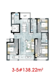 翔凯上城虞园3室2厅1厨2卫建面138.22㎡