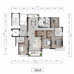 长沙宝能公馆4室2厅1厨3卫建面183.00㎡