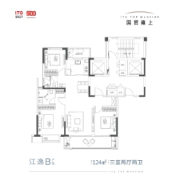 国贸雍上3室2厅1厨2卫建面124.00㎡