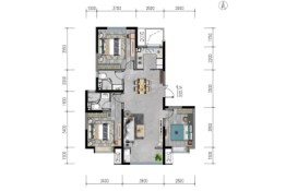 国茂府3室2厅1厨2卫建面117.00㎡