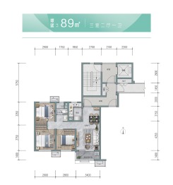 万科·城望云起·四季3室2厅1厨1卫建面89.00㎡