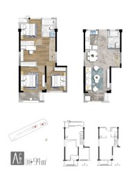 旭辉大唐·江山天境3室2厅1厨2卫建面94.00㎡