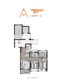 金陵星图3室2厅1厨1卫建面89.00㎡