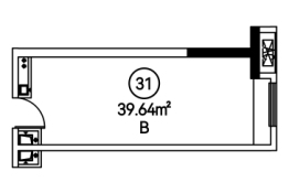 天环中心1室1厅1厨1卫建面39.00㎡