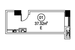 天环中心1室1厅1厨1卫建面37.32㎡