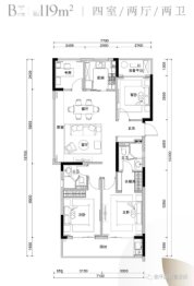 风荷叠翠府4室2厅1厨2卫建面119.00㎡