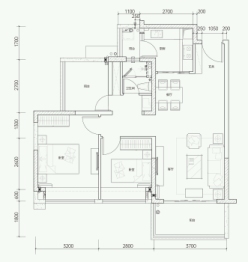 深业半山云阶2室2厅1厨1卫建面88.00㎡