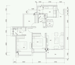 深业半山云阶2室2厅1厨2卫建面97.00㎡