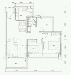 深业半山云阶2室2厅1厨1卫建面88.00㎡