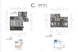 华宇·御璟首玺4室2厅1厨3卫建面143.00㎡