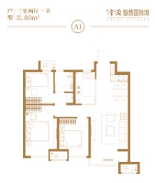 金茂智慧国际城3室2厅1厨1卫建面89.00㎡