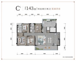 龙湖 三千云锦4室2厅1厨2卫建面143.00㎡